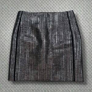 MUGLER PARIS High Waisted Metallic Silver Mini Skirt